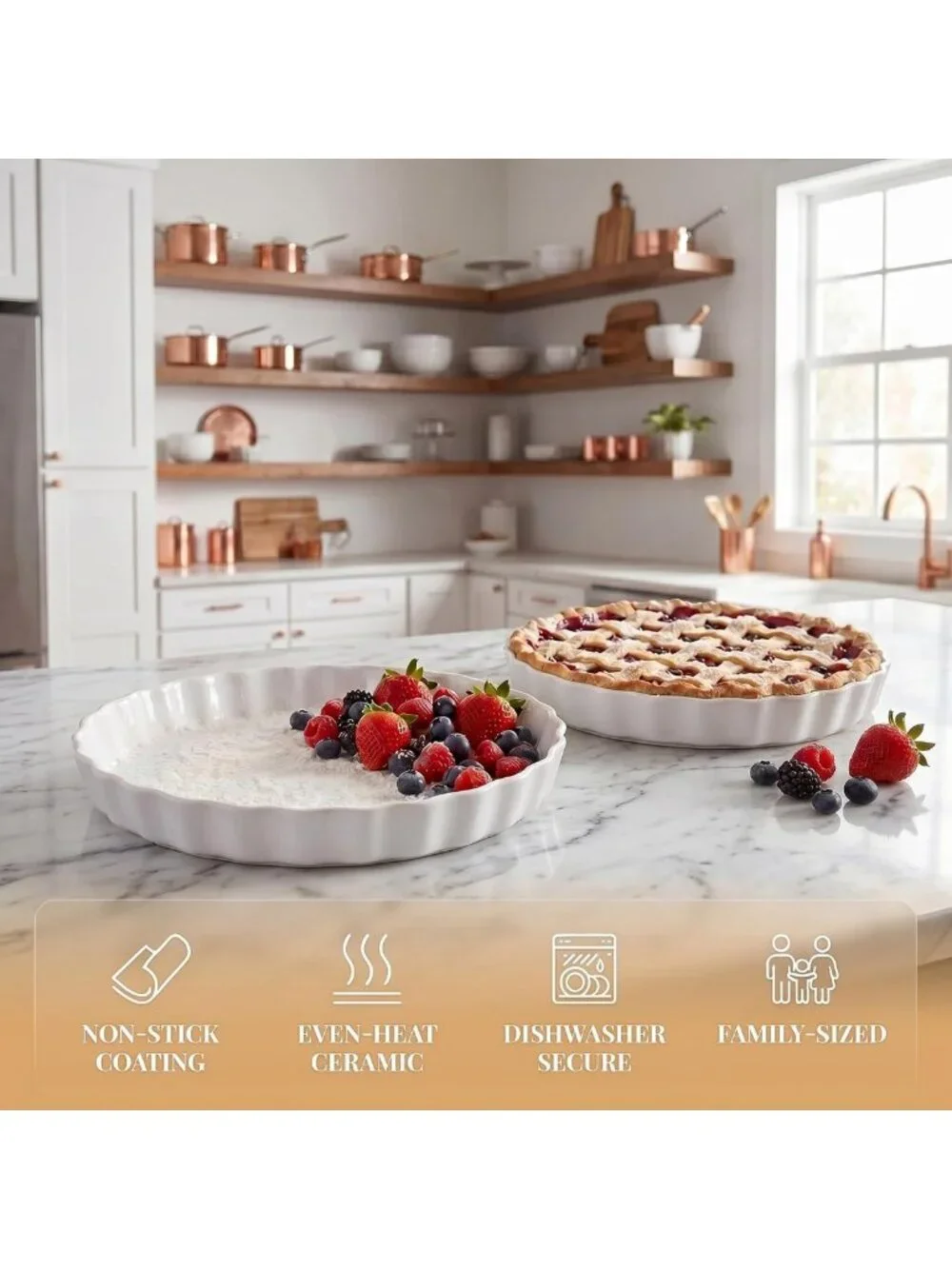 Ceramic Quiche Baking Dish Set of 2 - 10